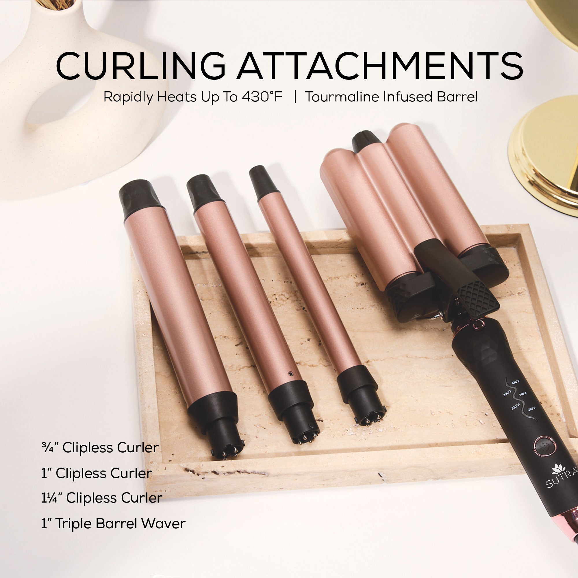 Clipless Curling Wand Sultra Tools Sutra 4-in-1 Hair Curling Iron