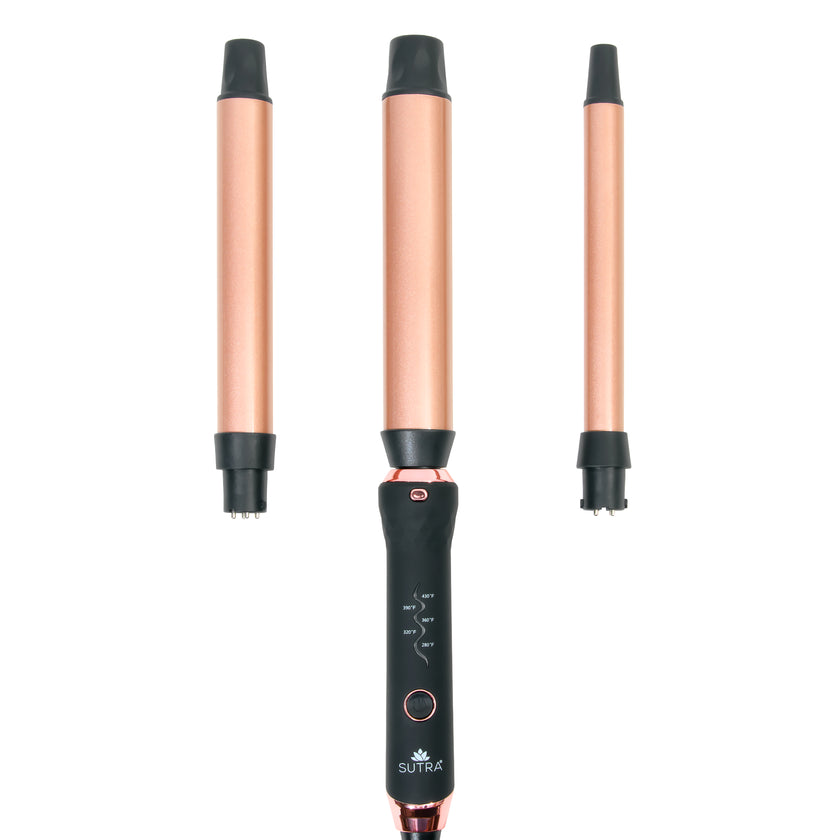 Interchangeable Clipless Curler Set (3 Sizes) with Base