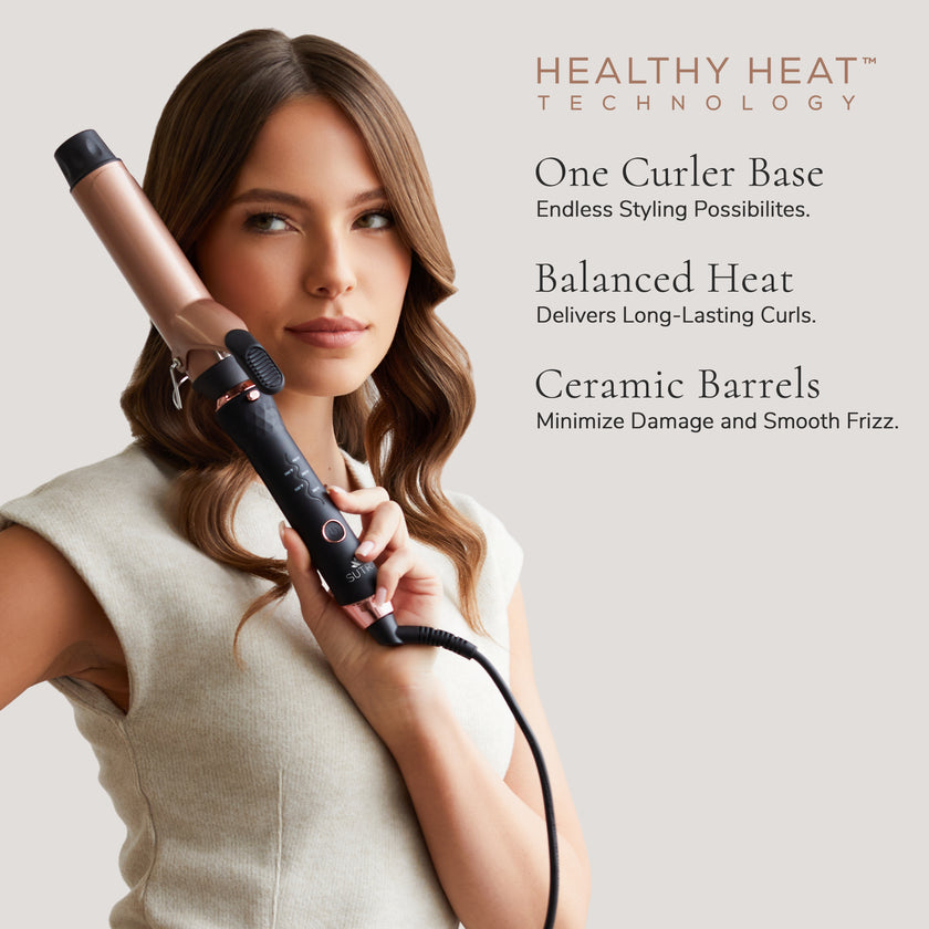 Interchangeable Spring Curler Set (3 Sizes) with Base