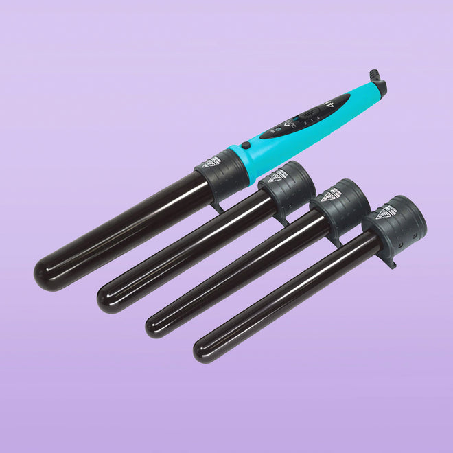 4PC Interchangeable Curling Wands - Teal